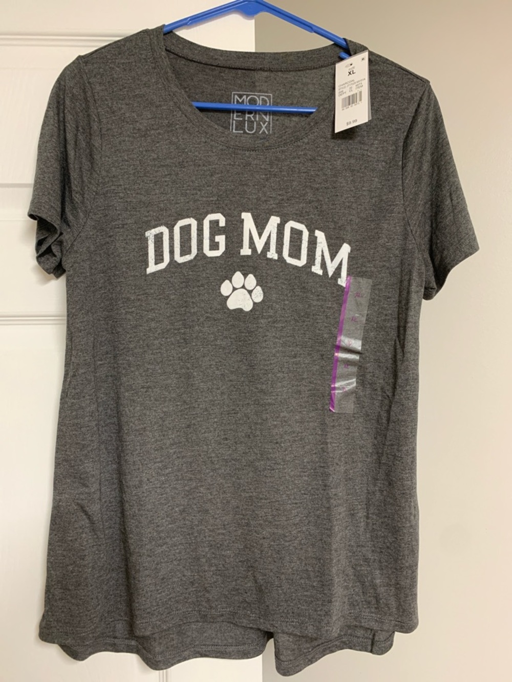 Modern Lux Dog Mom T-Shirt - Charcoal Gray with White Print